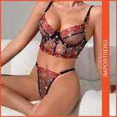 Steel Ring Sexy Bra Nightwear Lace Love Embroidery Underwear